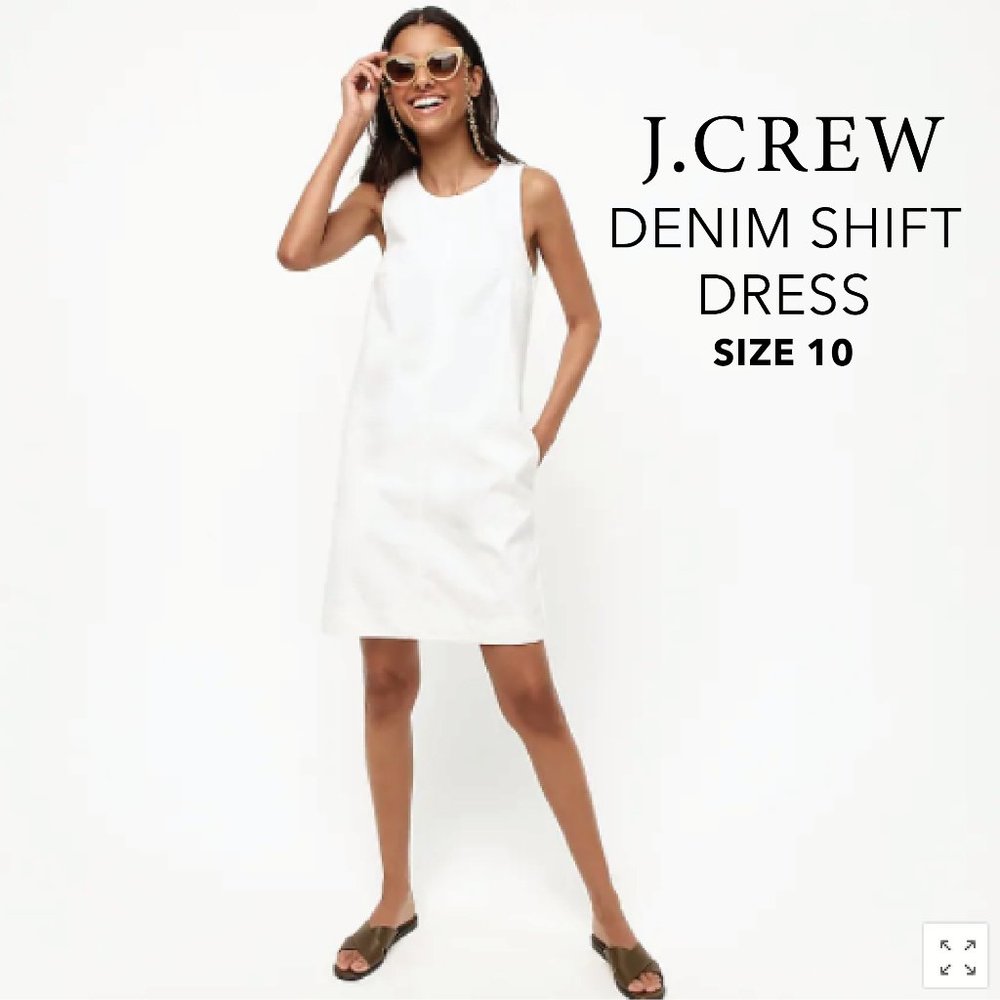 NWT J. CREW Demin Shift Dress in White / Size 10